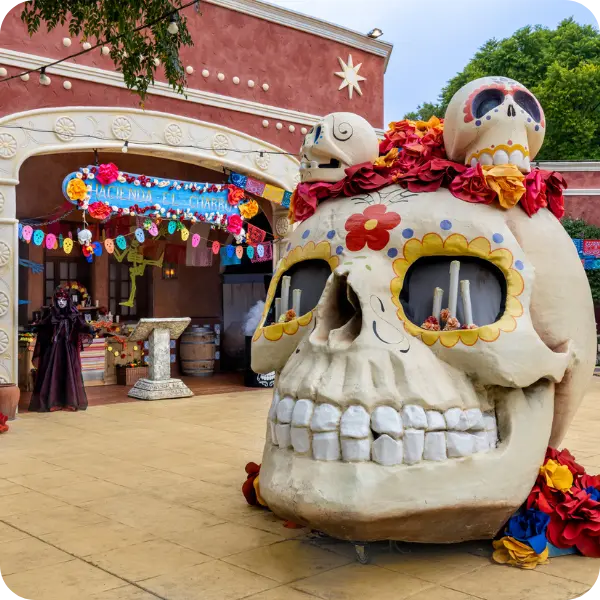 Decoración mexicana de una Catrina en PortAventura