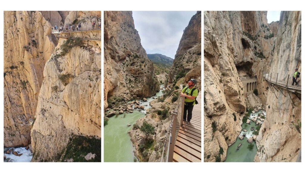 A collage of three pictures of Caminito del Rey provided by one of our travellers.