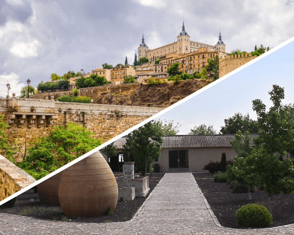 Winery's entry and panoramic view of Toledo