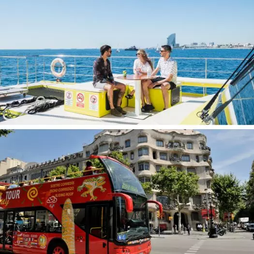 24/48h Hop on Hop Off Barcelona Bus + 60min Catamaran Cruise