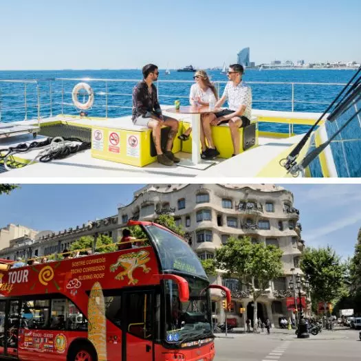 24/48h Hop on Hop Off Barcelona Bus + 90min Catamaran Cruise
