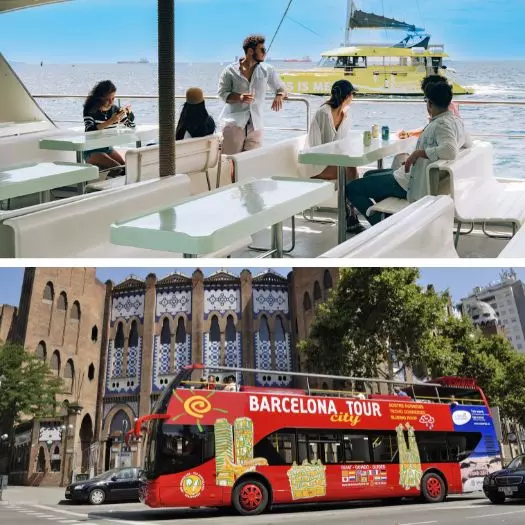 24/48h Hop on Hop Off Barcelona Bus + 60min Catamaran Cruise