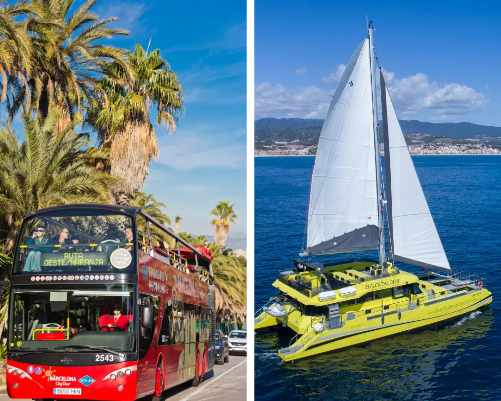Hop on Hop Off Barcelona Bus + 60min Catamaran Cruise